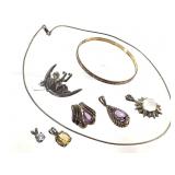 Sterling Necklace Pendants Bangle Pin 44.1g TW