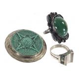 Mexico Sterling Rings & Aztec Calendar Pendant