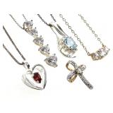 4 Sterling Necklaces w Pendants