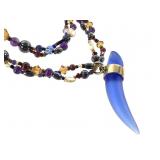 Blue Daum France Glass Pendant Glass Bead Necklace