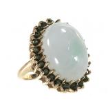 14K Emerald & Jade Ring 10.6g TW Sz 5 1/2