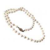 14K Clasp 6mm Pearl Necklace 19" L