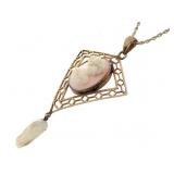 Antique 14K Necklace w Cameo Pendant 3.3g TW
