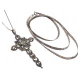 Sterling Necklaces Marcasite Pendant 18.8g TW