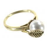 Cartier 18K Pearl Leaf Ring w Tag 3.7g TW