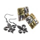 2 Pr Sterling Earrings 26.6g TW 1" H