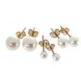 14K Pearl Earring Set 2-6mm 3 Pr