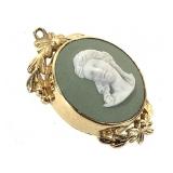 Green Wedgwood Pendant in Box 1 1/4" H