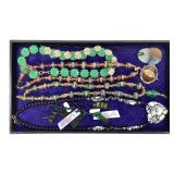 6 Glass Stone & Other Material Necklaces