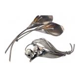 2 Sterling Floral Pins 20.7g TW