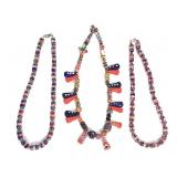 3 HM Glass Bead Necklaces 20" L