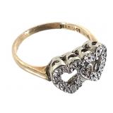 10K & Sterling Diamond Sweetheart Ring 2.1g TW