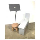 Music Stand Small Round Stool Grey Bench