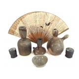 Raku / Wood Kiln Fired Ceramics Japanese Fan