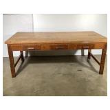 Lg Vtg 6 Dwr Solid Wood Work Table