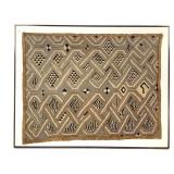 Kuba Cloth Cut Pile & Embroid Textile Panel Framed