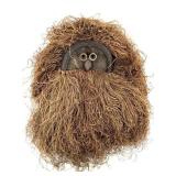 Woven Basket Helmet Mask with Raffia Fringe