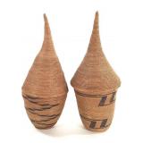 2 Tutsi Lidded Coiled Baskets