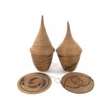2 Tutsi Lidded Basket Rwanda