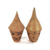 2 Tutsi Lidded Coiled Baskets
