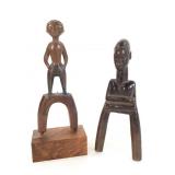 2 Baule Sling Shot Carved Wood Figure Ivory Coast