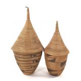 2 Tutsi Rwanda Lidded Coiled Basket