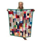 Vtg Tied Patchwork Quilt - 44" x 52"