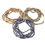 Ghana African Sandcast Beads Blues & ORN 8 Strands