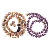 Brown Mold Marbled & Violet Mold Glass Beads