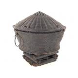 Woven Basket Pot w/ Wood Base