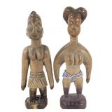 2 Dan Hand Carved Wood Figures