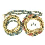 Ghana African Sandcast Beads Rectangles 5 Strands