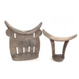 2 African Carved Wood Headrests