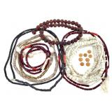 Venetian Red Tubular Glass Bone + 6 Strands+
