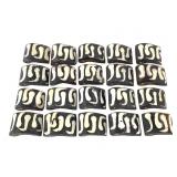 African Batik Wax Resist Flag Beads Cow Bone