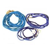 African Trade Sm Round Bead Strands in Blues