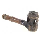 Kuba Carved Wood Smoking Pipe