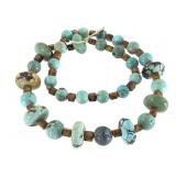 Faux Turquoise Beads w Brown Accent Cubes Strand