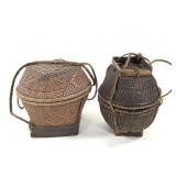 African Basket w/ Wooden Base