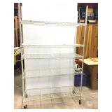 5 Tier White Metal Rolling Cart