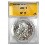 1881 O Morgan Dollar  ANACS MS63