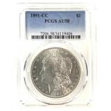 1891 CC Morgan Dollar PCGS AU58 Spitting Eagle