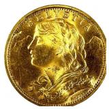 1947 Swiss 20 Franc Gold Coin .9000