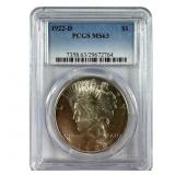 1922 D Peace Dollar   PCGS MS63