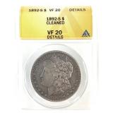 1892 S Morgan Dollar ANACS VF20 Details - Cleaned