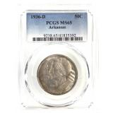 1936 D Arkansas Commem HAlf PCGS MS65