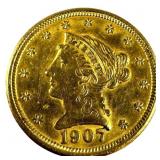 1907 Gold Liberty Head Quarter Eagle
