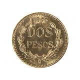 1945 Mexico 2 Peso Gold  .900, AGW .0482