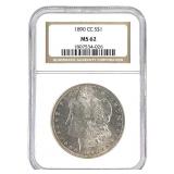 1890 CC Morgan Dollar NGC MS62 - Very Nice Fields