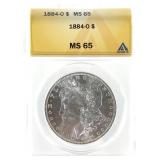 1884 O Morgan Dollar ANACS MS65